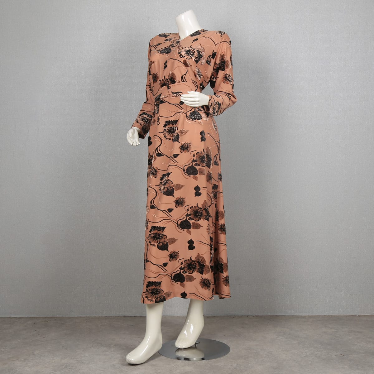 Floral Print V-Neck Long Sleeve Dress