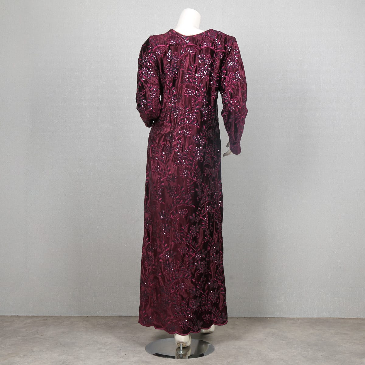 Burgundy Long Sleeve Dress with Sequin Detailing