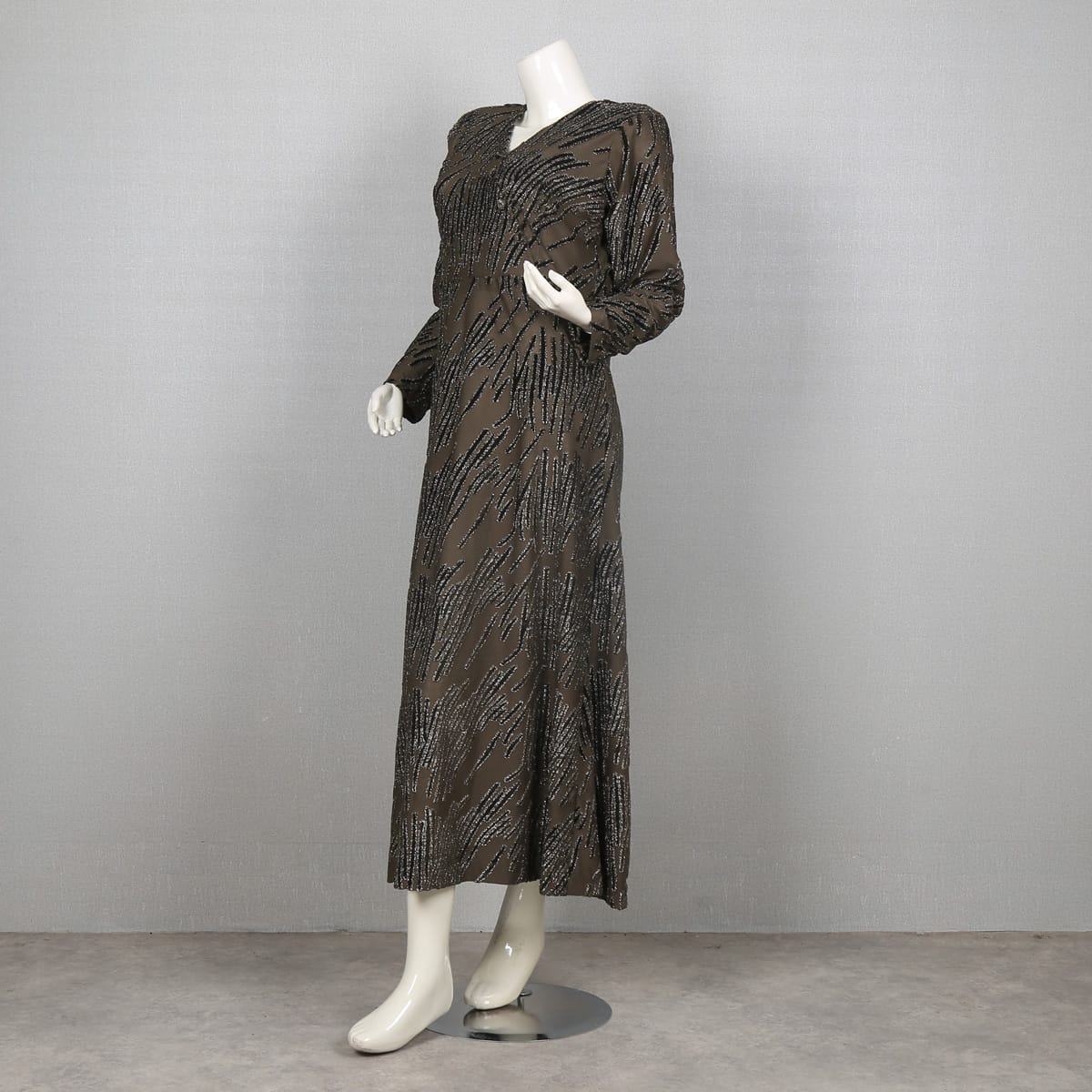 Beaded Sequin Long Sleeve Evening Dress