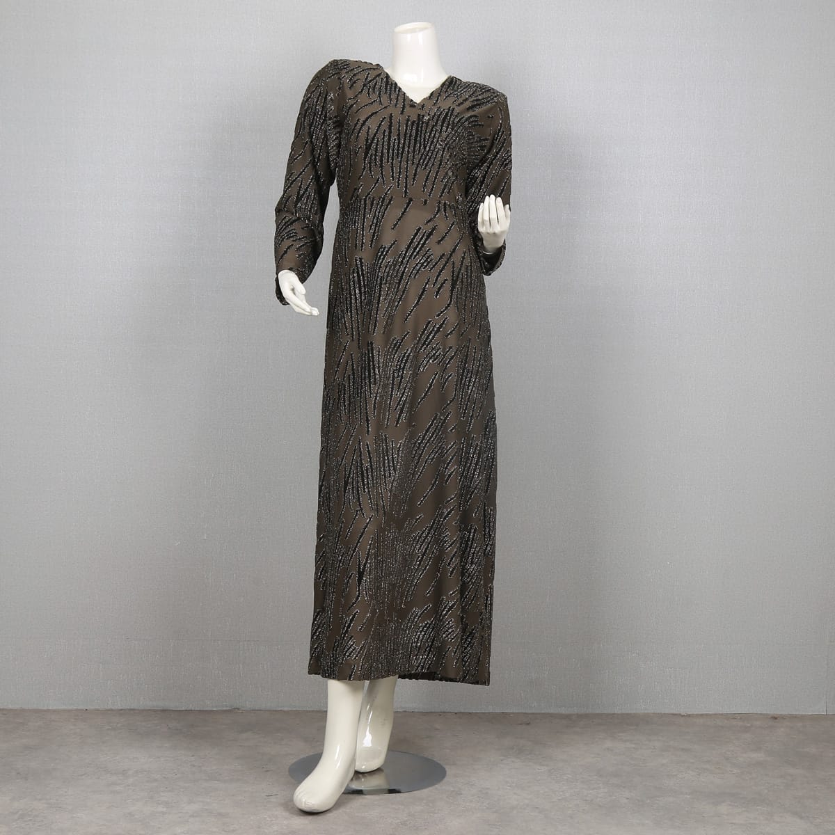 Beaded Sequin Long Sleeve Evening Dress | Aseel