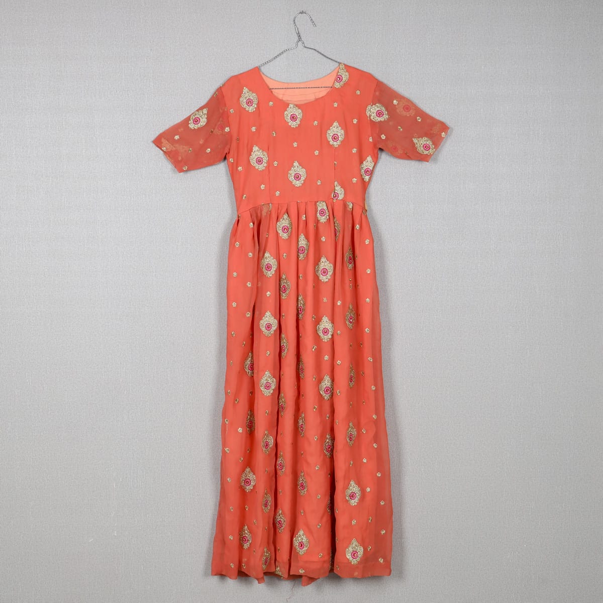 coral embroidered dress OTM Exclusive: Beaded Clara Dress in Coral M main image 1