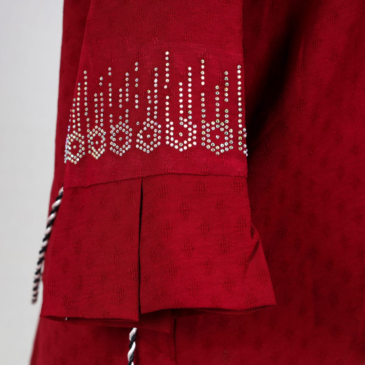 Red Embroidered Jacket with Tassel Detail