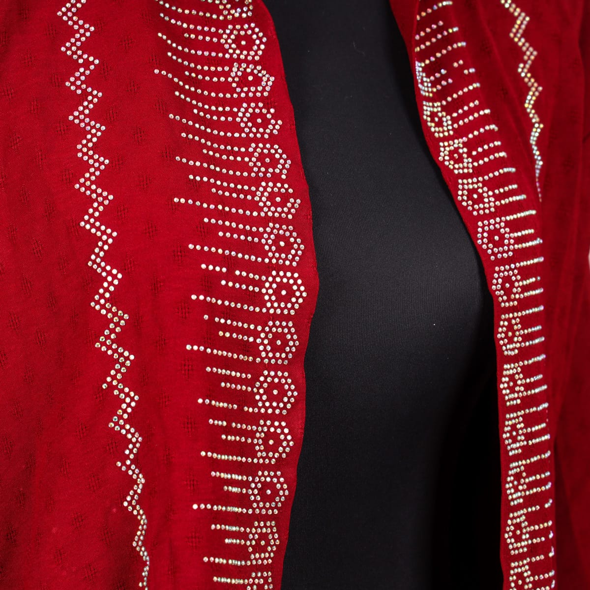 Red Embroidered Jacket with Tassel Detail