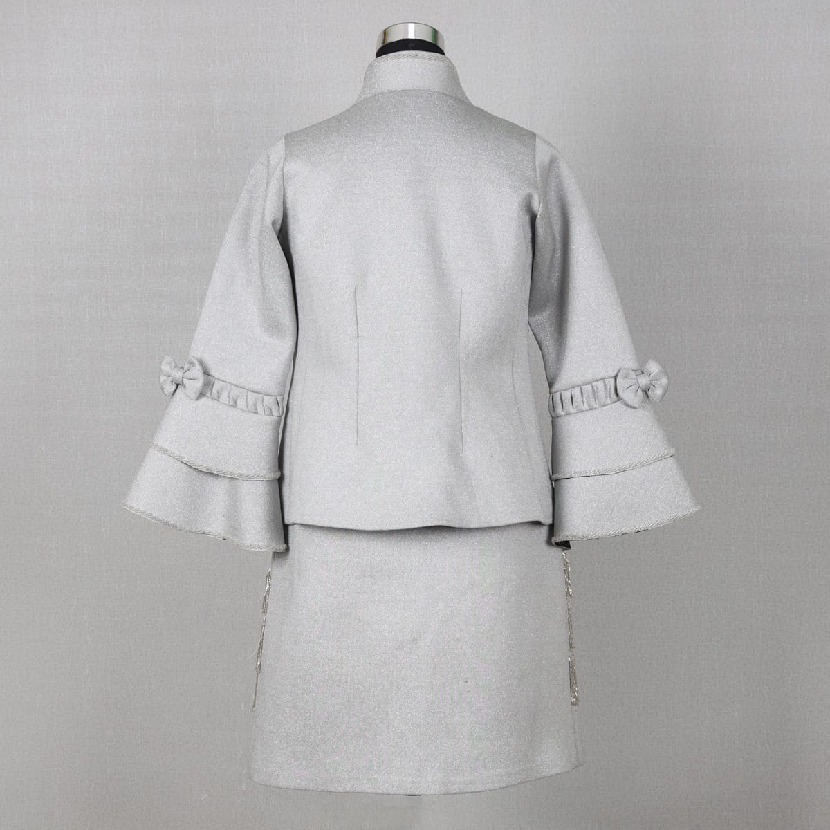Silver Fringe Jacket and Skirt Set