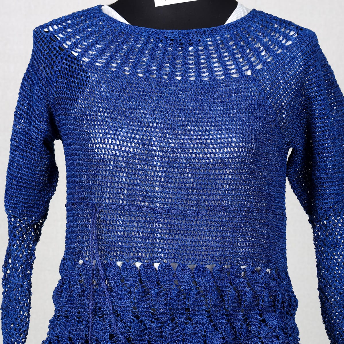 Handmade Navy Blue Crochet Dress – Two-Piece Set