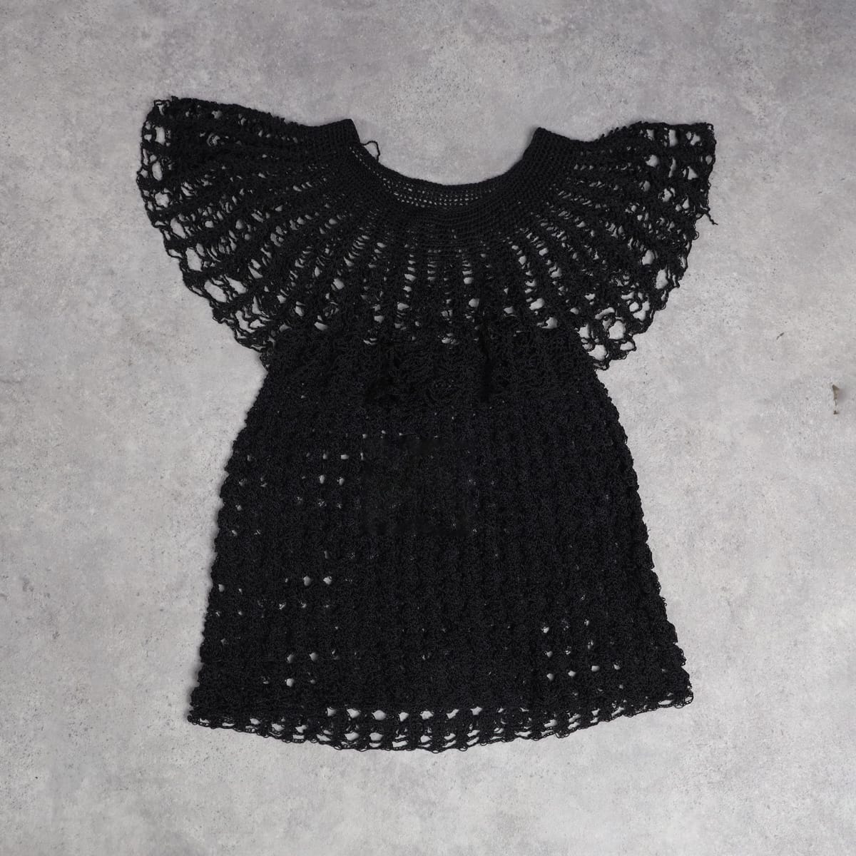 Elegant Black Crochet Afghan Dress