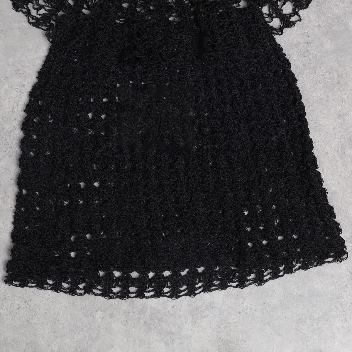 Elegant Black Crochet Afghan Dress