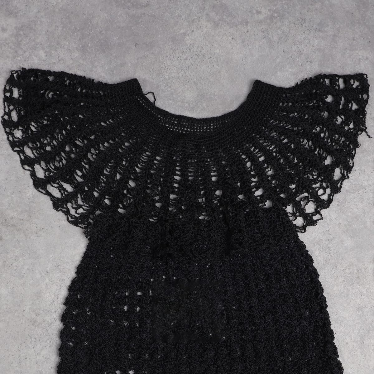 Elegant Black Crochet Afghan Dress