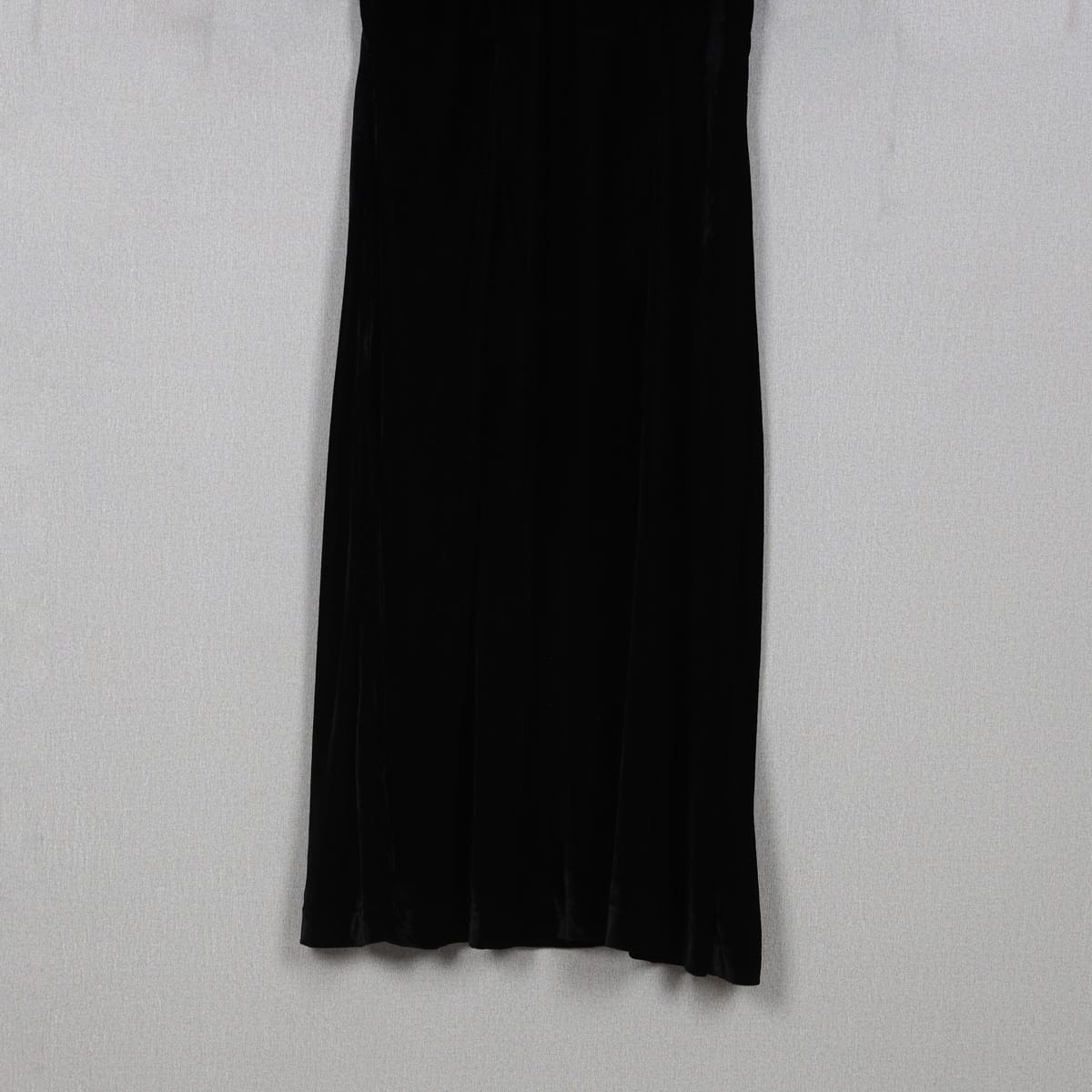 Classic Black Velvet Dress with Floral Embroidered Neckline