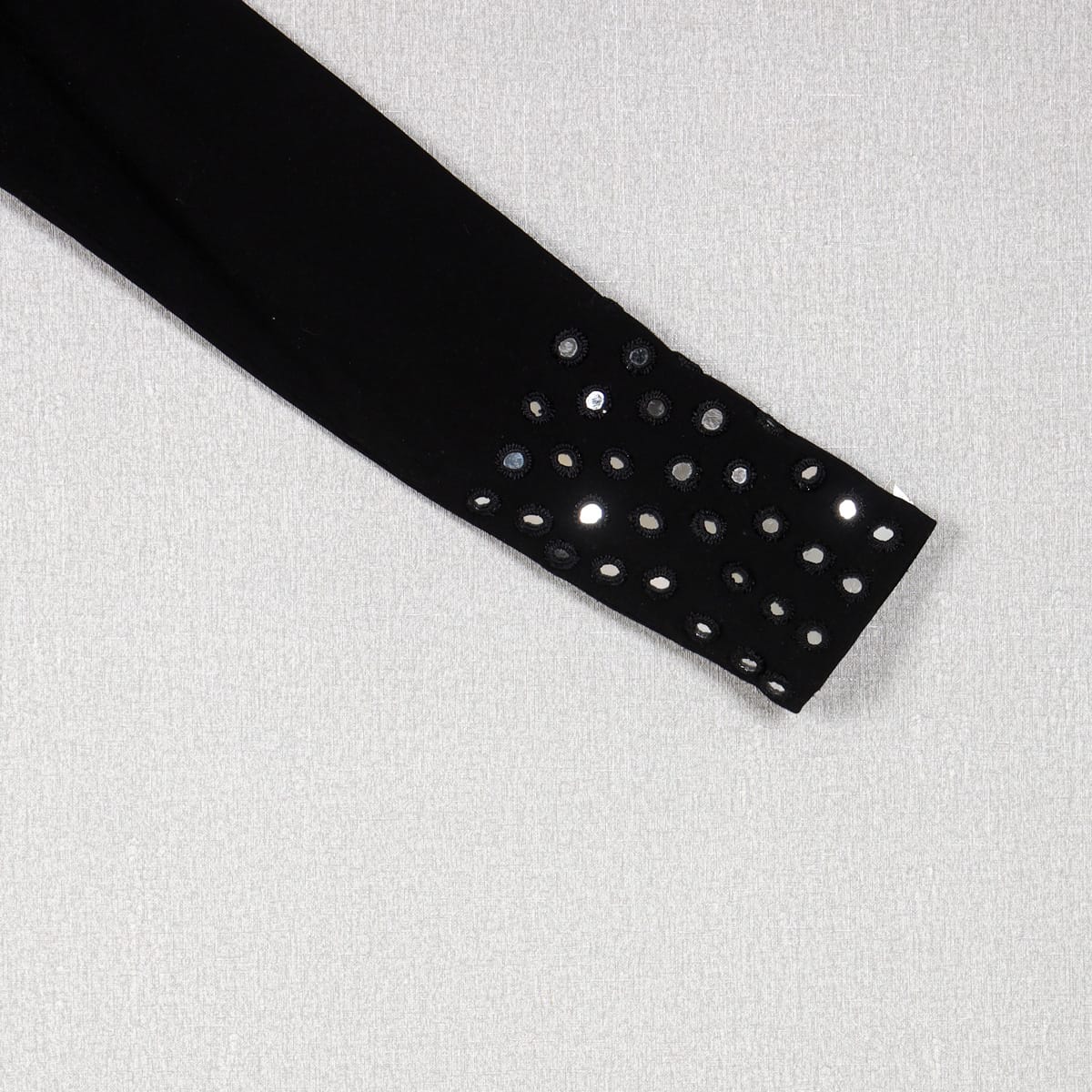 Black Fitted Dress with Silver Mirror Embellishments