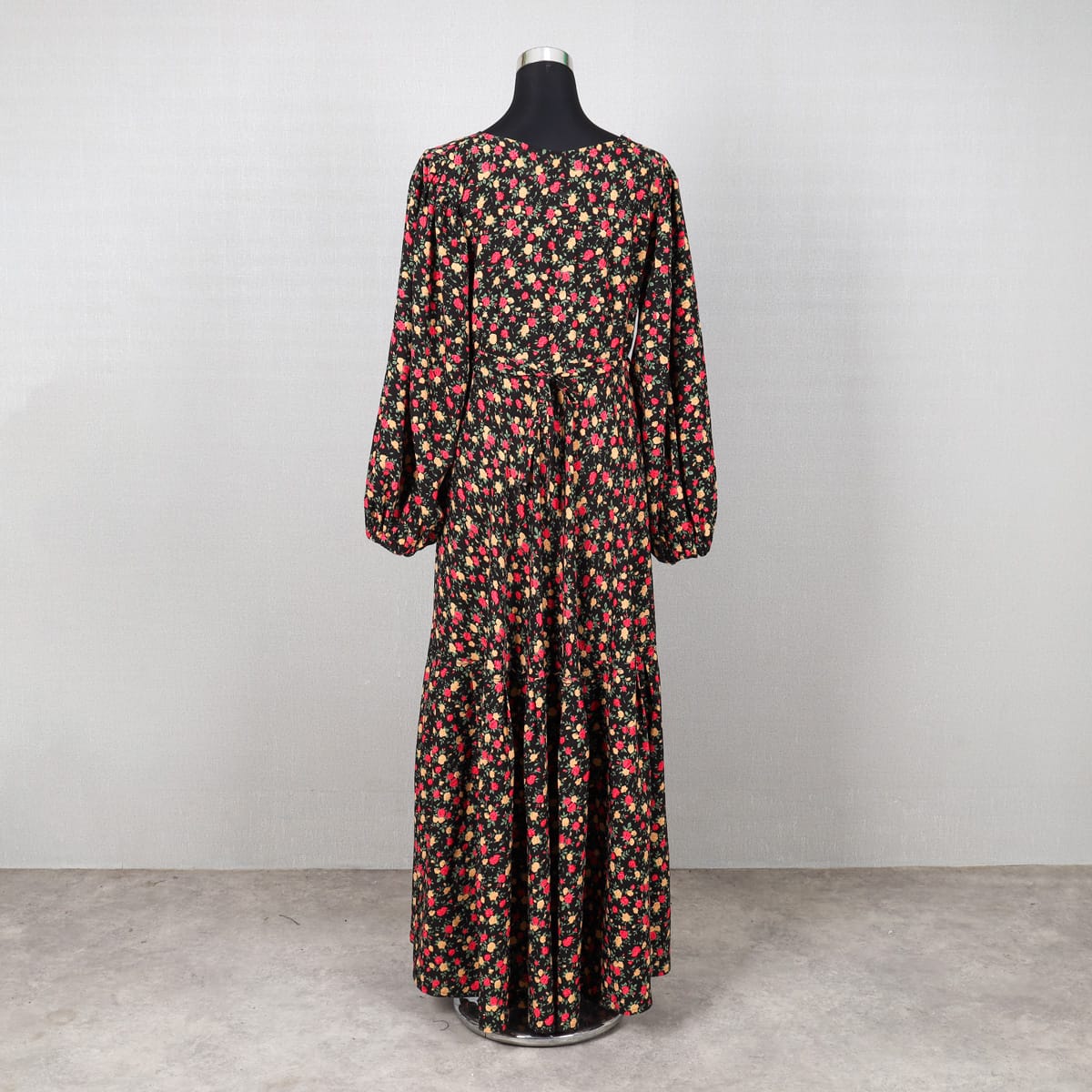 Floral Black Maxi Dress – Long Sleeve Afghan Style