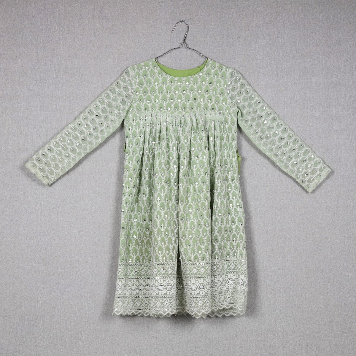 Mint Green Embroidered Dress for Girls