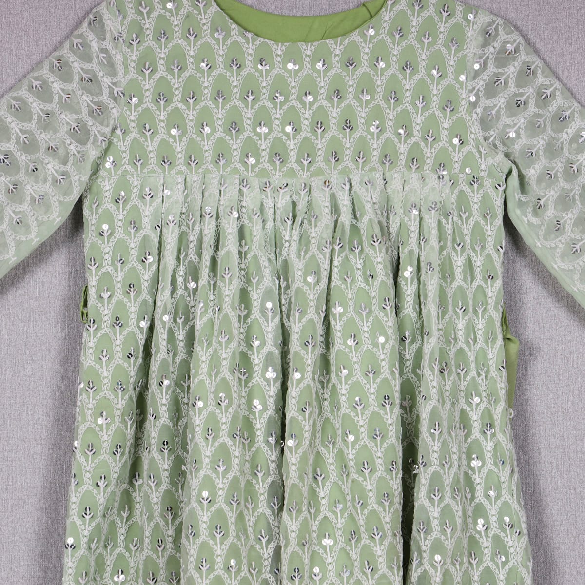 Mint Green Embroidered Dress for Girls
