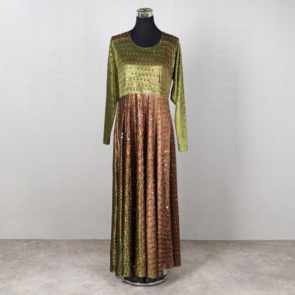 Olive & Bronze Sequin Velvet Dress