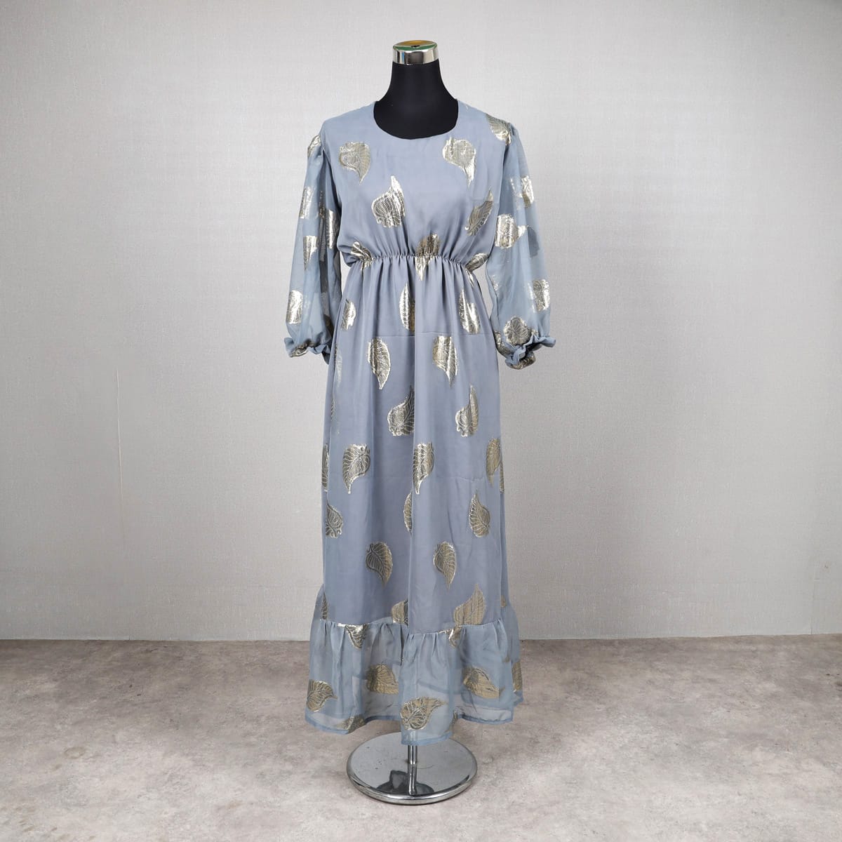 chinese dress ladies Berylove Women Silver Grey Wedding Party Guest Dress with Slit A Line Floral Embroidery Maxi Dress, Silver Grey / S