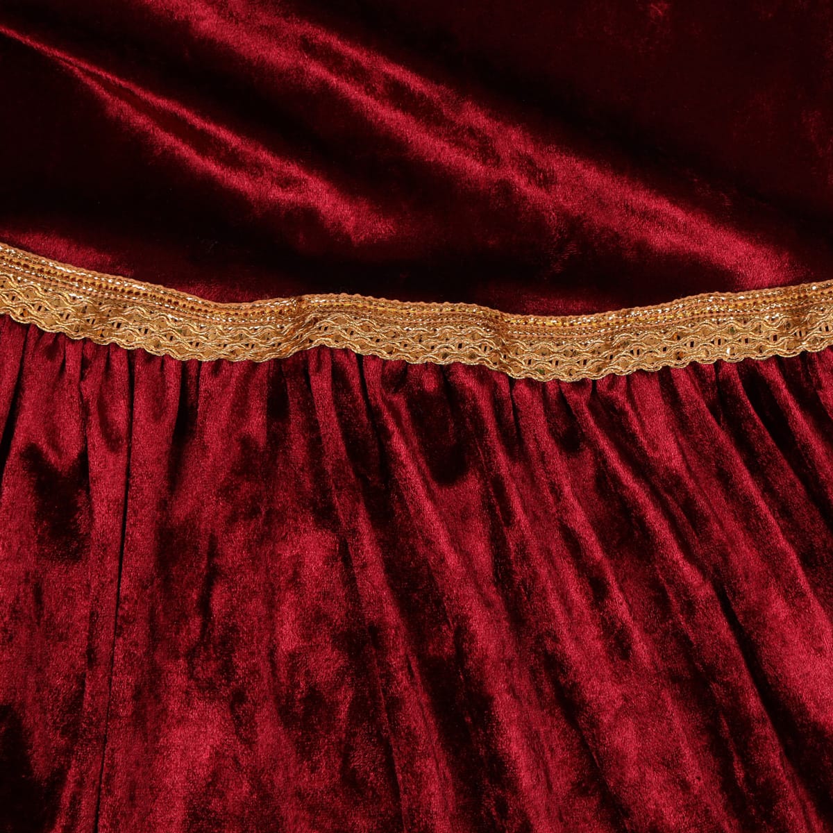 Maroon Velvet Party Dress with Golden Sequin Trim