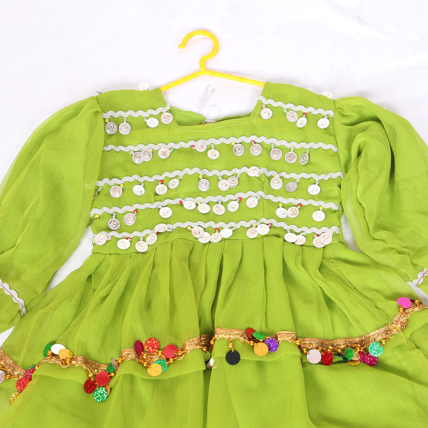 Green & Red Traditional Kids' Frock Set