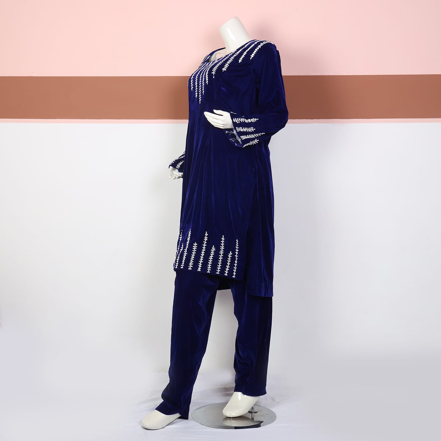 Royal Blue Velvet Embroidered 