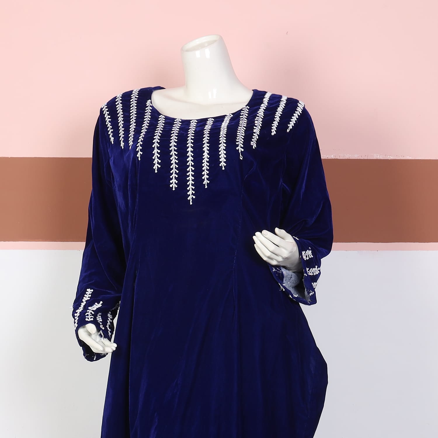 Royal Blue Velvet Embroidered 