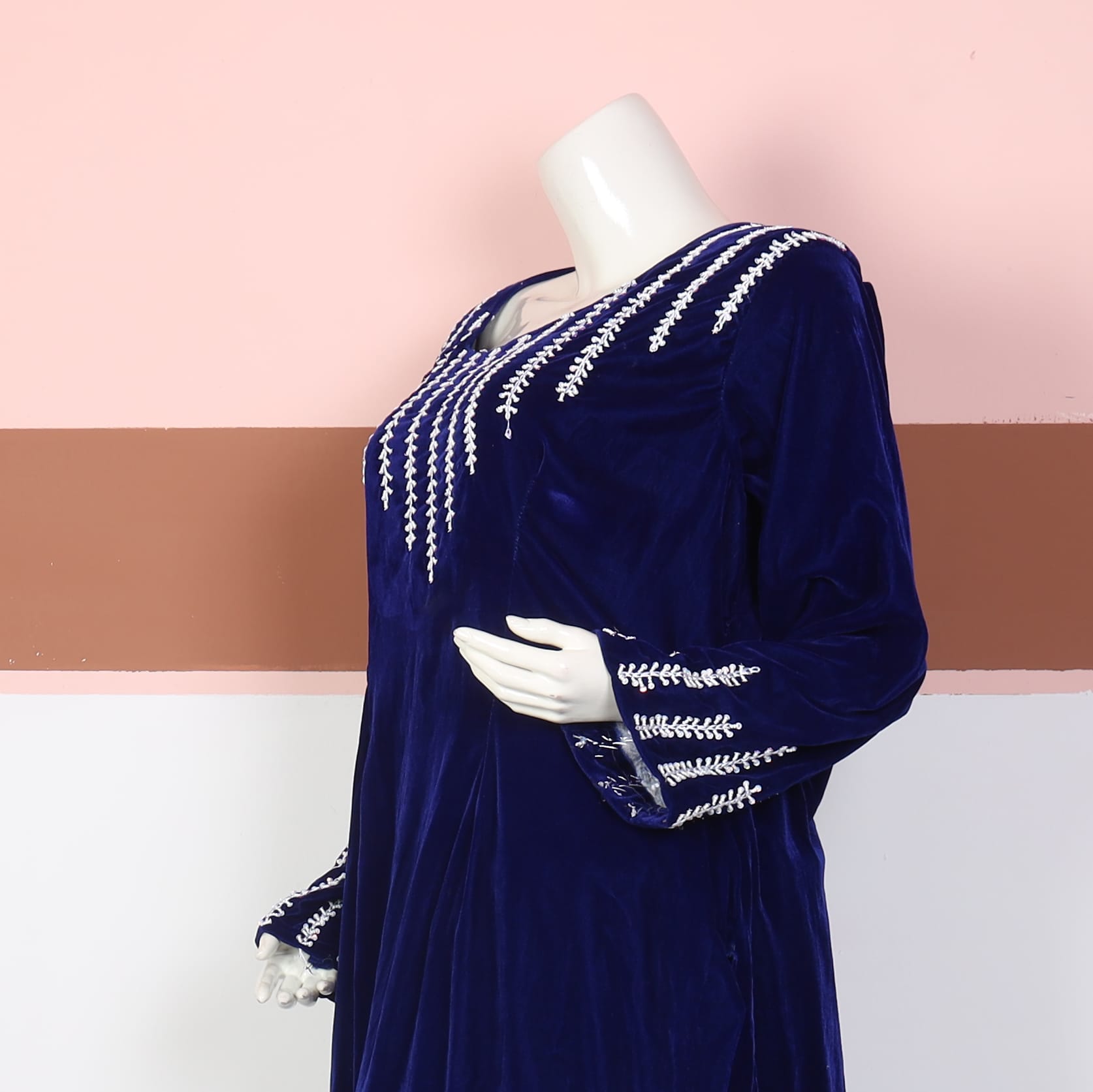 Royal Blue Velvet Embroidered 