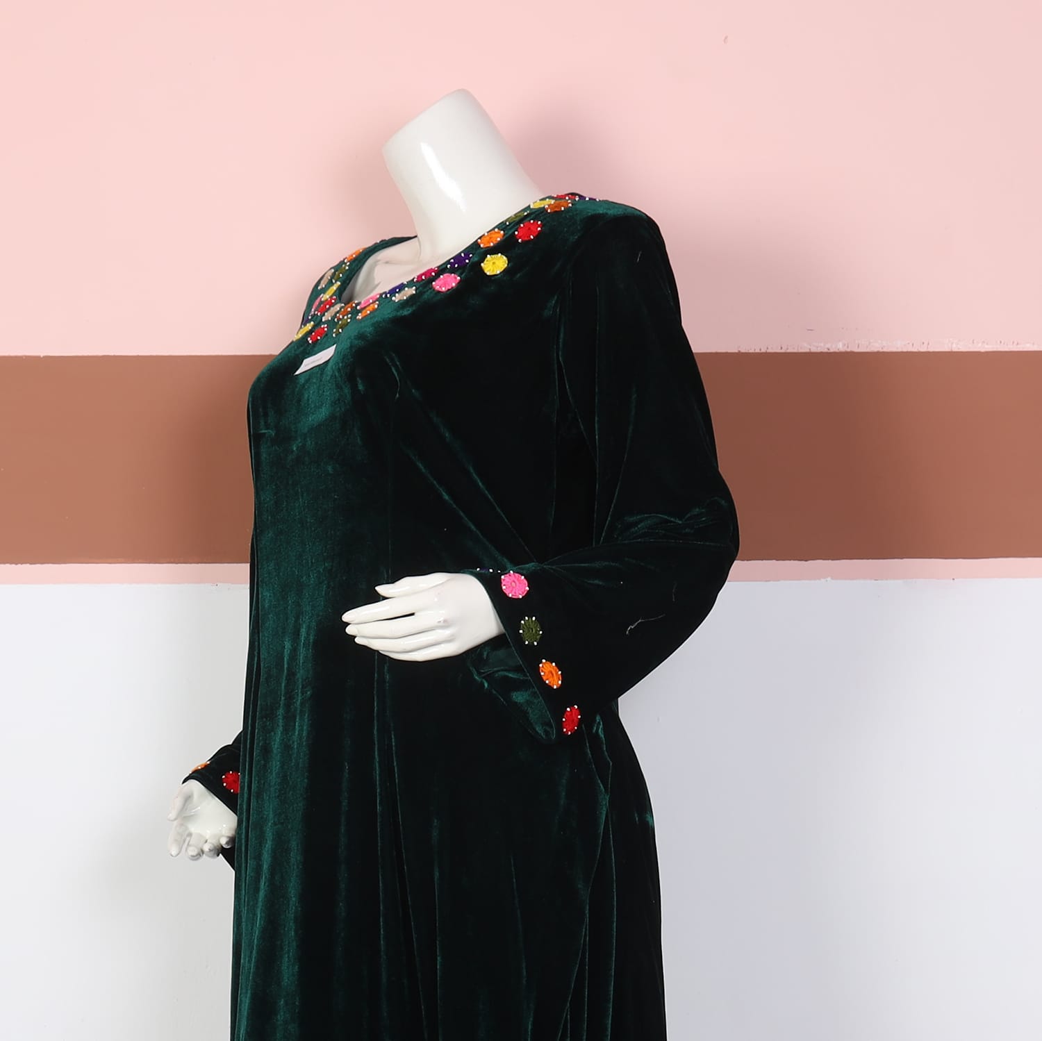 Emerald Green Velvet Embroidered