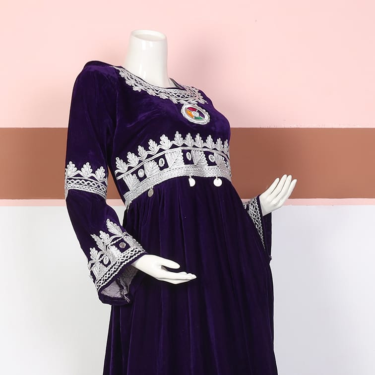 Royal Purple Embroidered Velvet