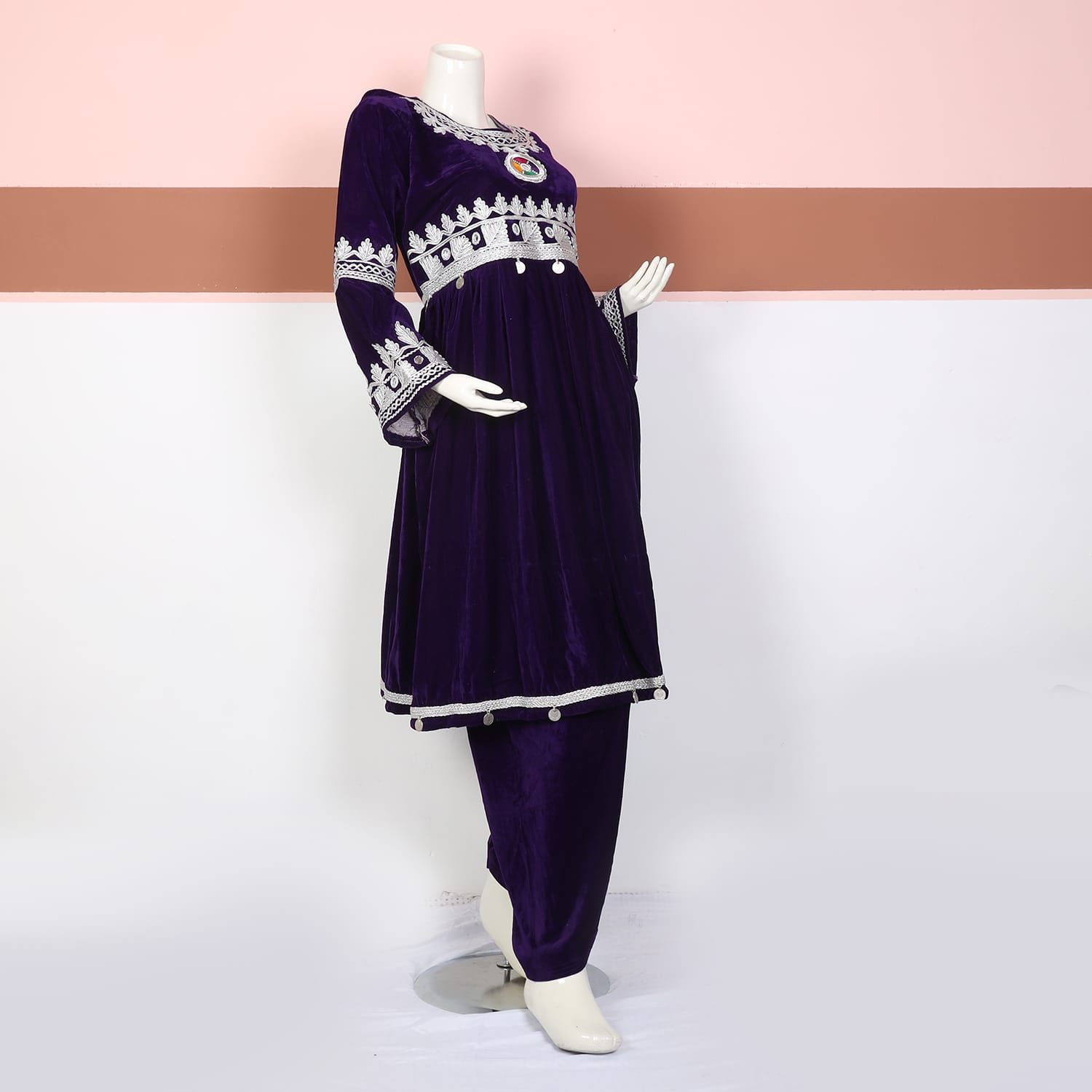 Royal Purple Embroidered Velvet
