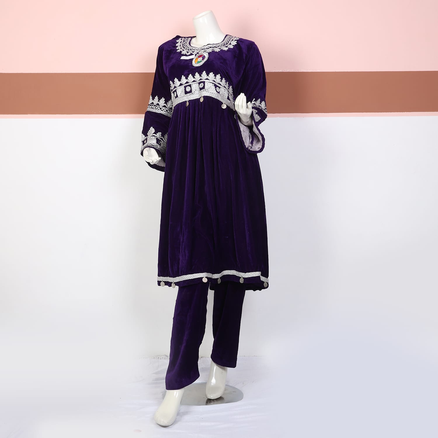 Royal Purple Embroidered Velvet