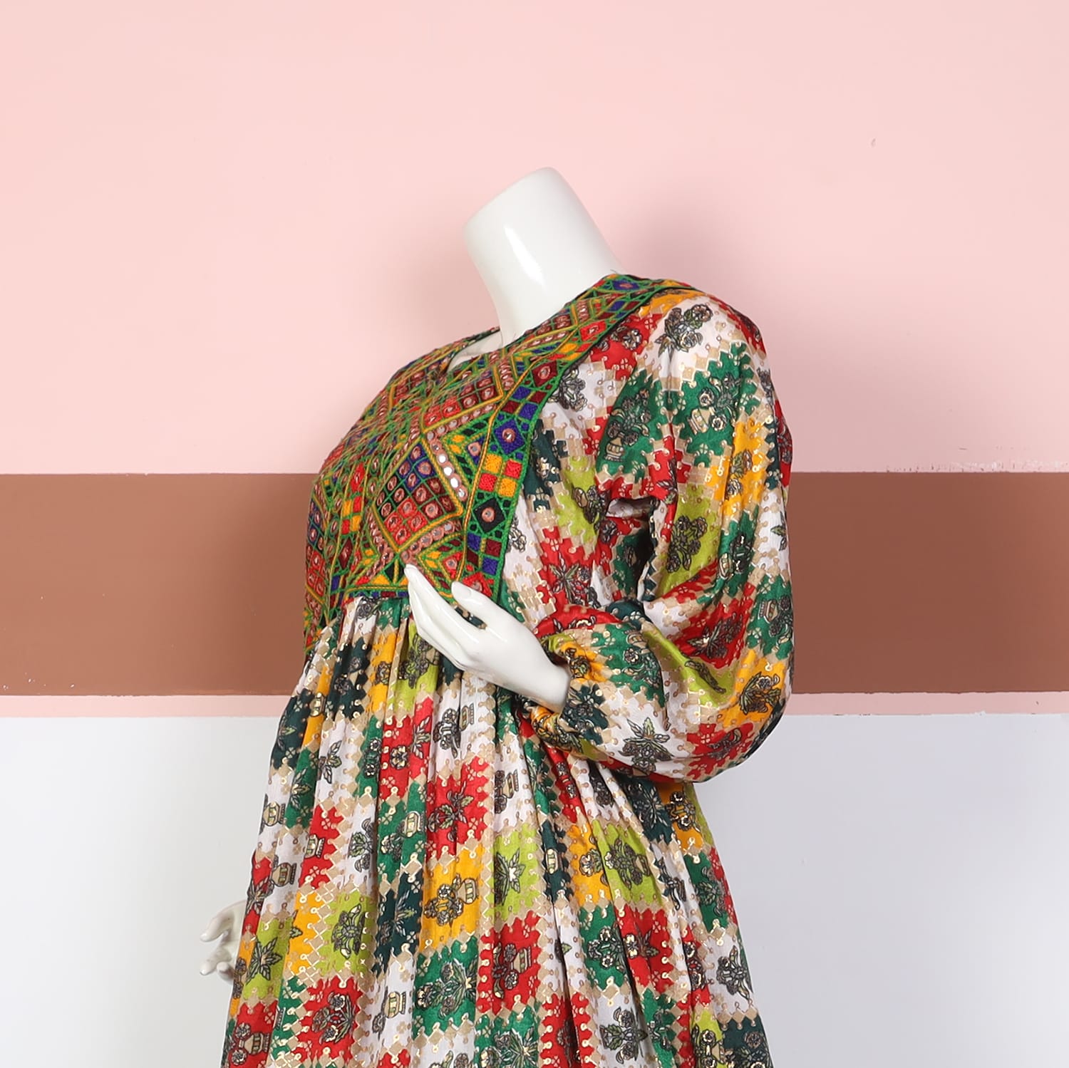 Multicolor Printed Traditional Ethnic Frock Suit