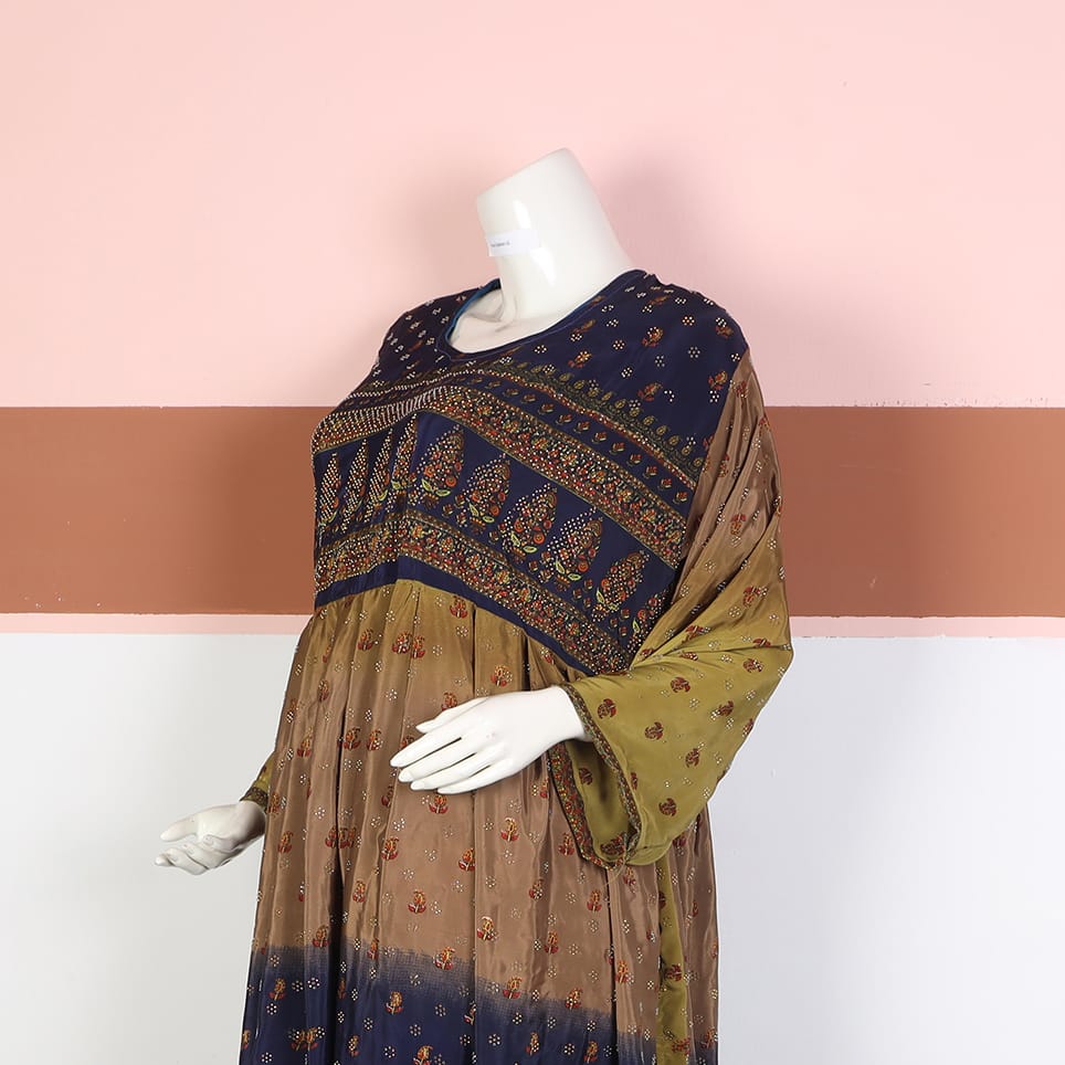 Rustic Multitone Printed Cotton Frock