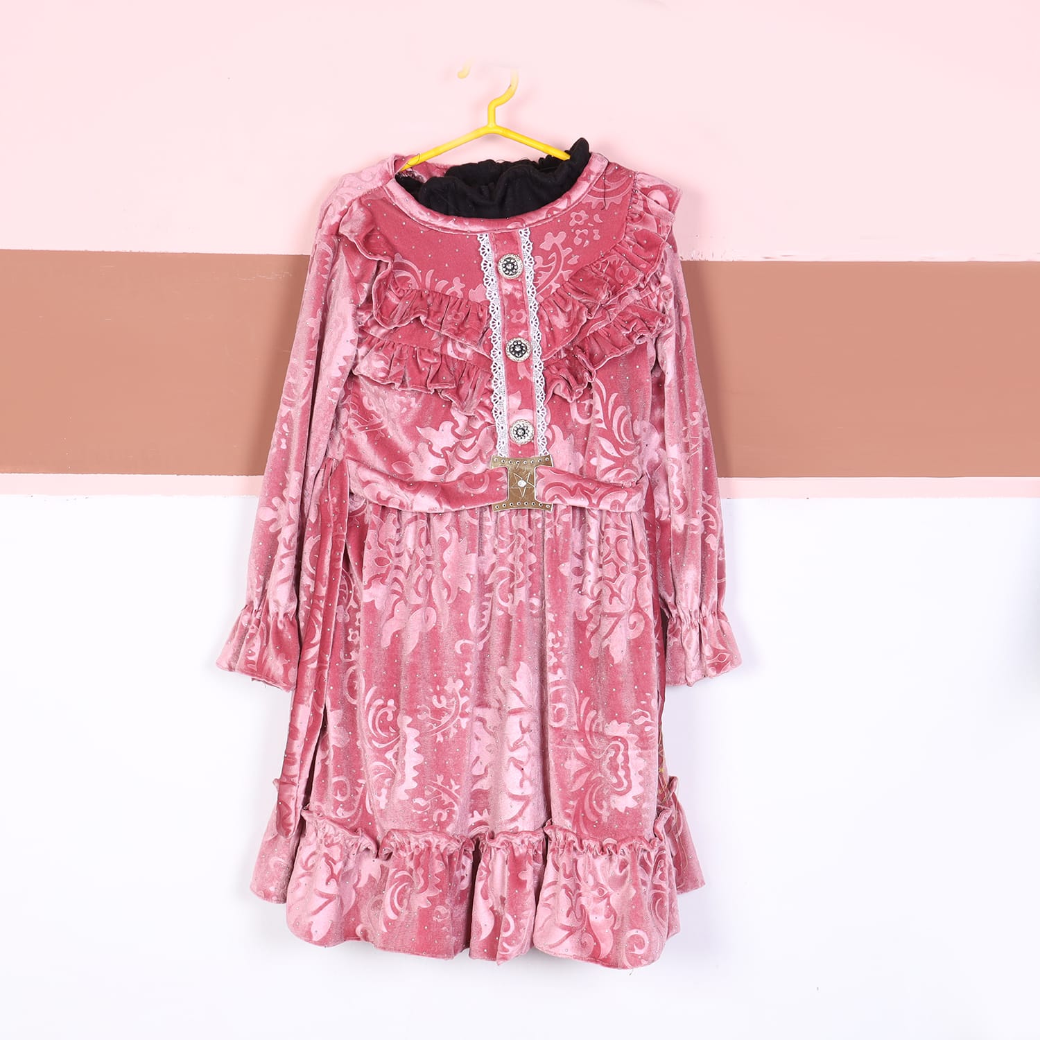 Blush Pink Velvet Princess Dress – Girls’ Party Wear