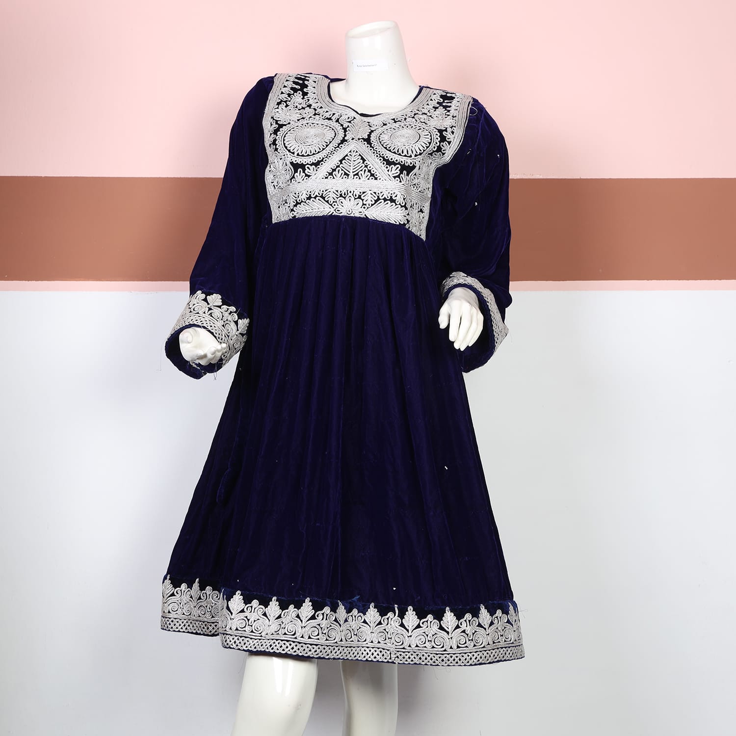 Navy Blue Afghan Velvet Dress 
