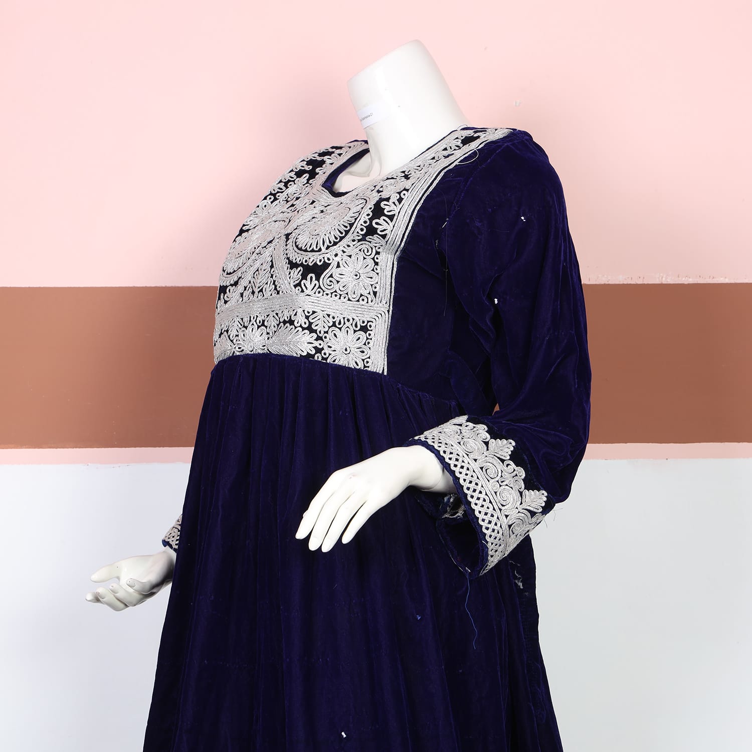 Navy Blue Afghan Velvet Dress 