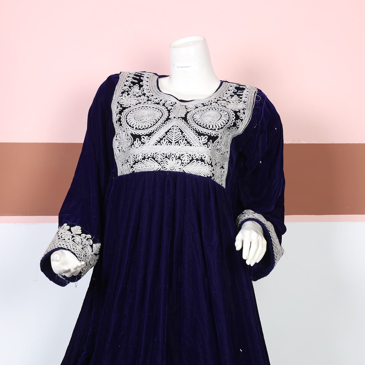 Navy Blue Afghan Velvet Dress 