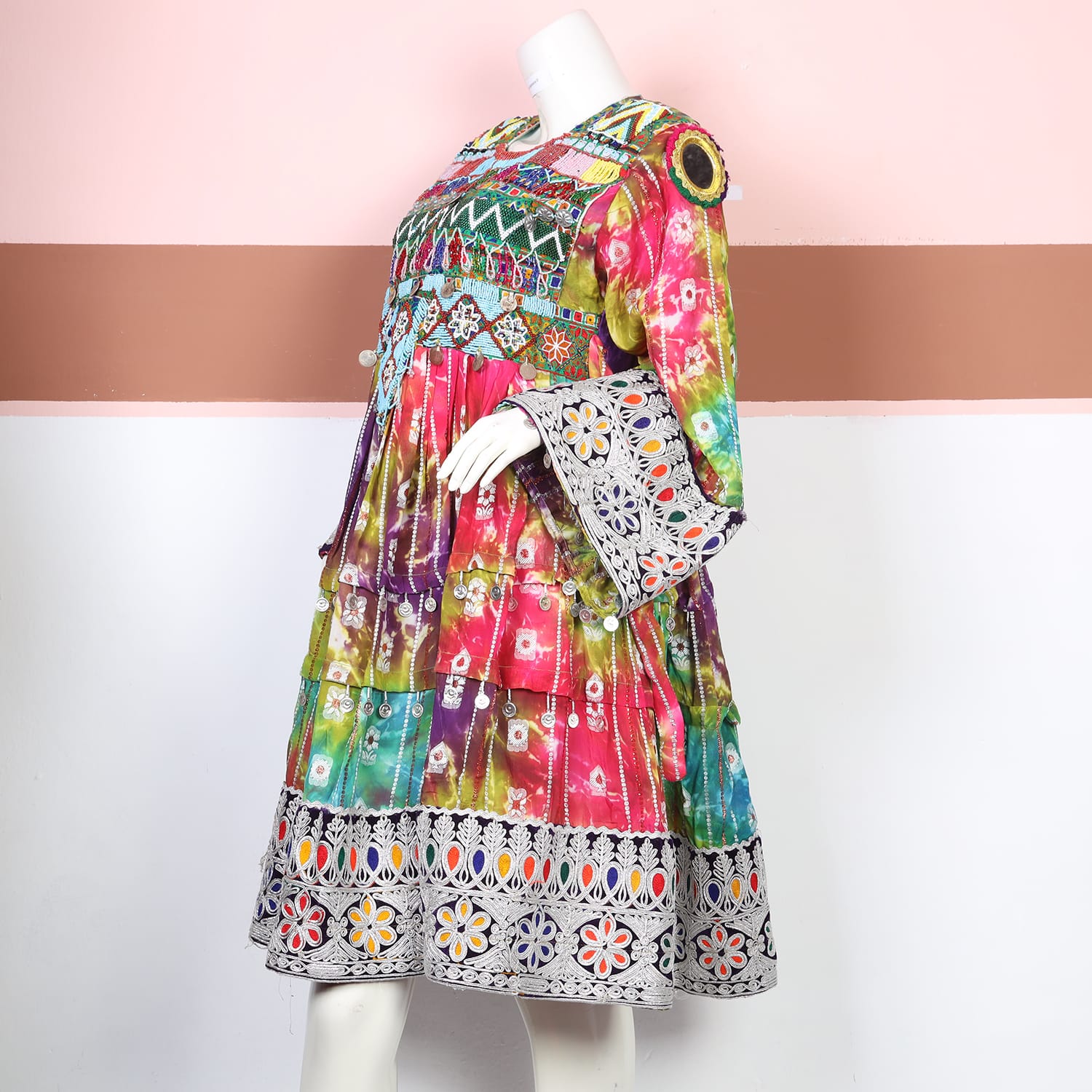 Multicolor Traditional Afghan Dress