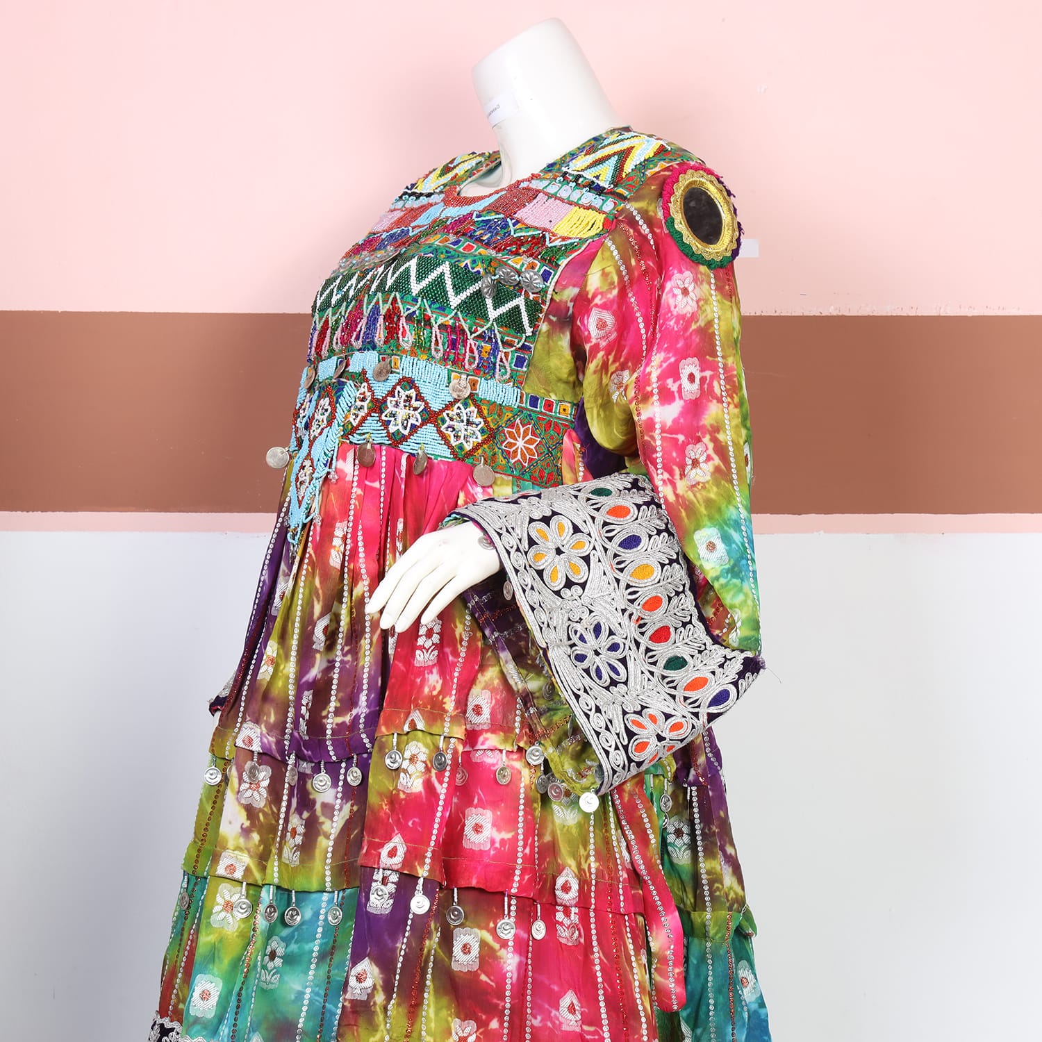Multicolor Traditional Afghan Dress