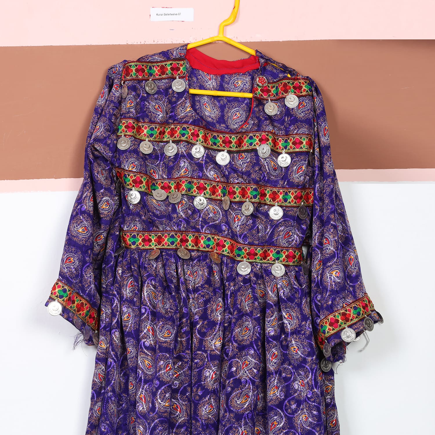 Purple Printed Afghan Girls’ Dress 