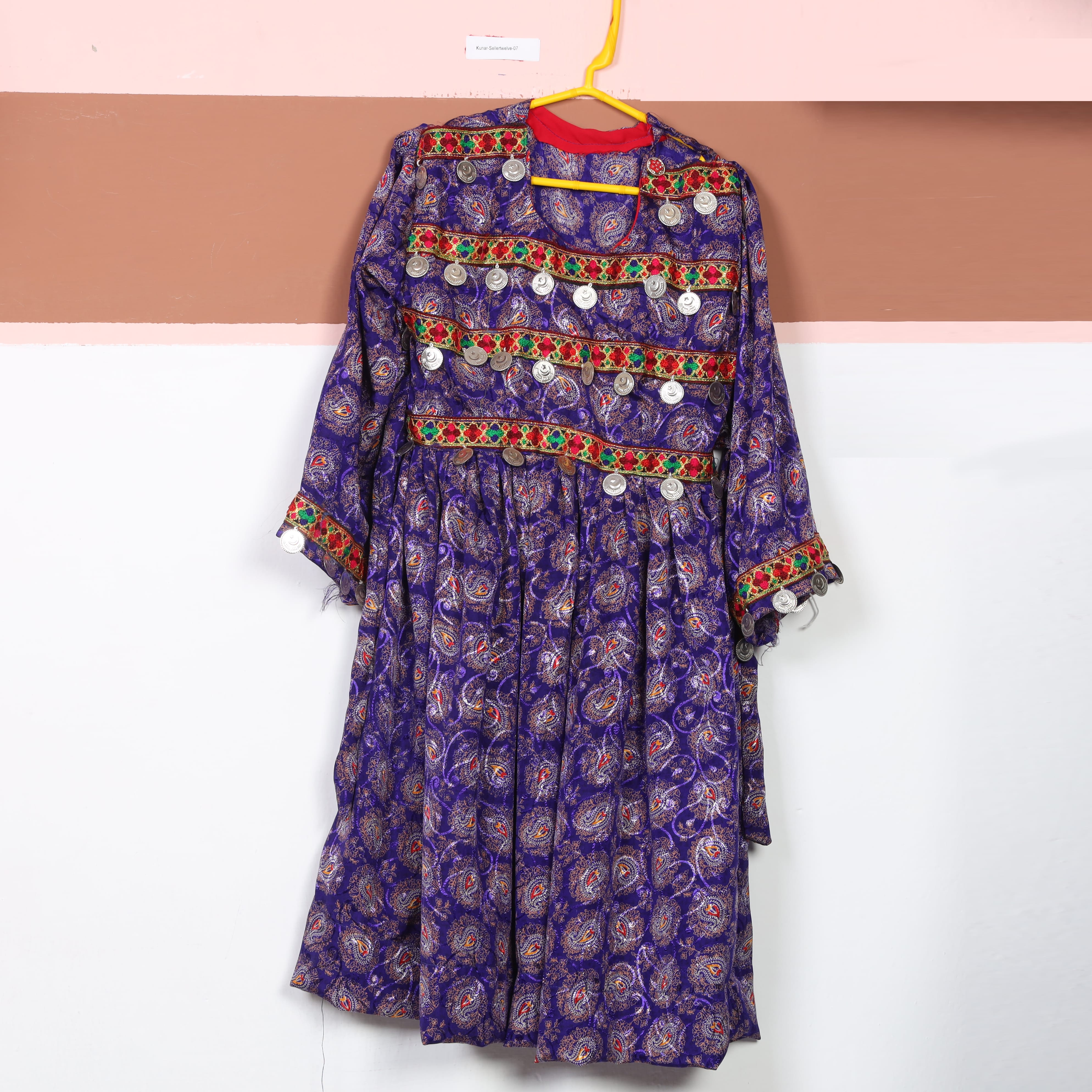 Purple Printed Afghan Girls’ Dress 