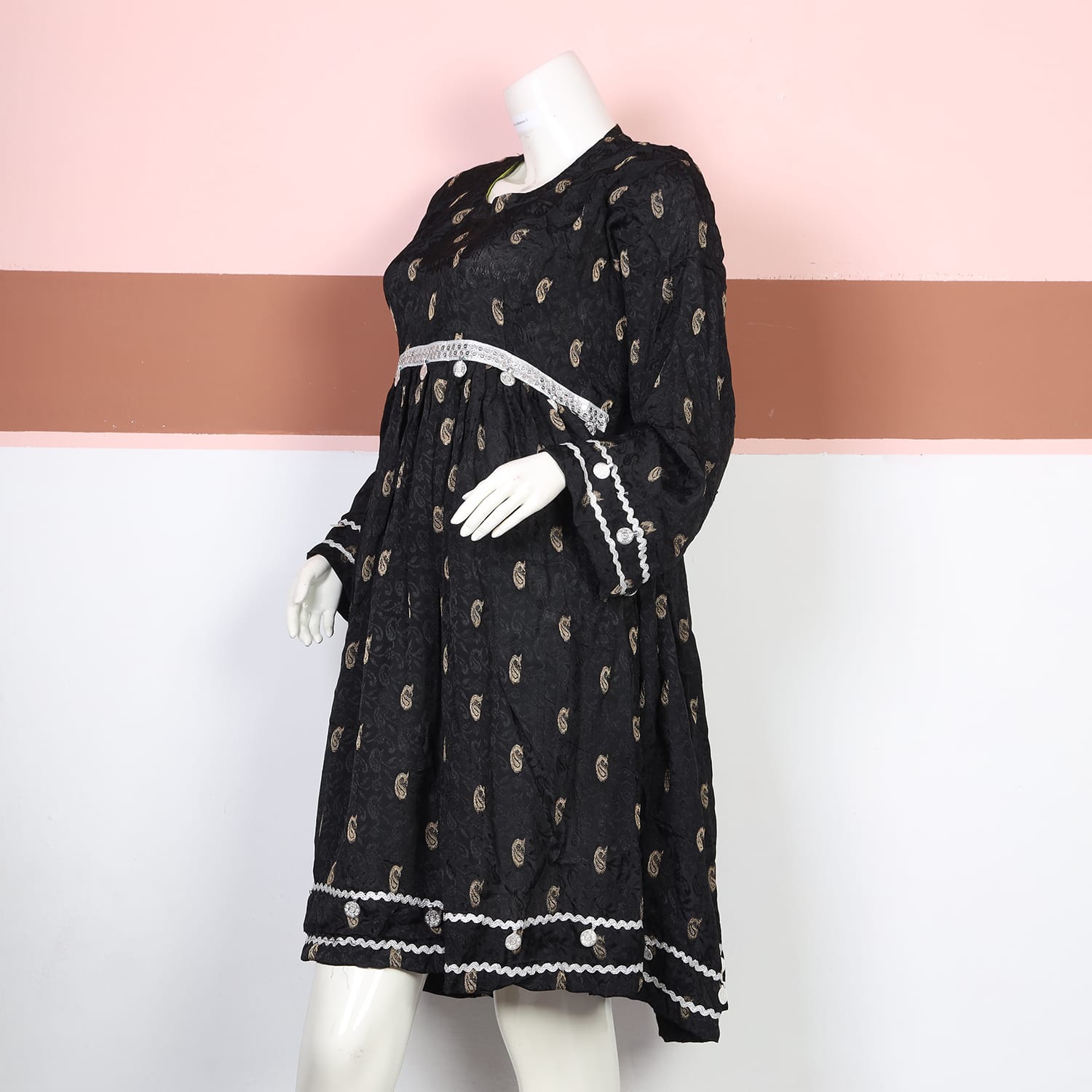 Black Printed Afghan Dress