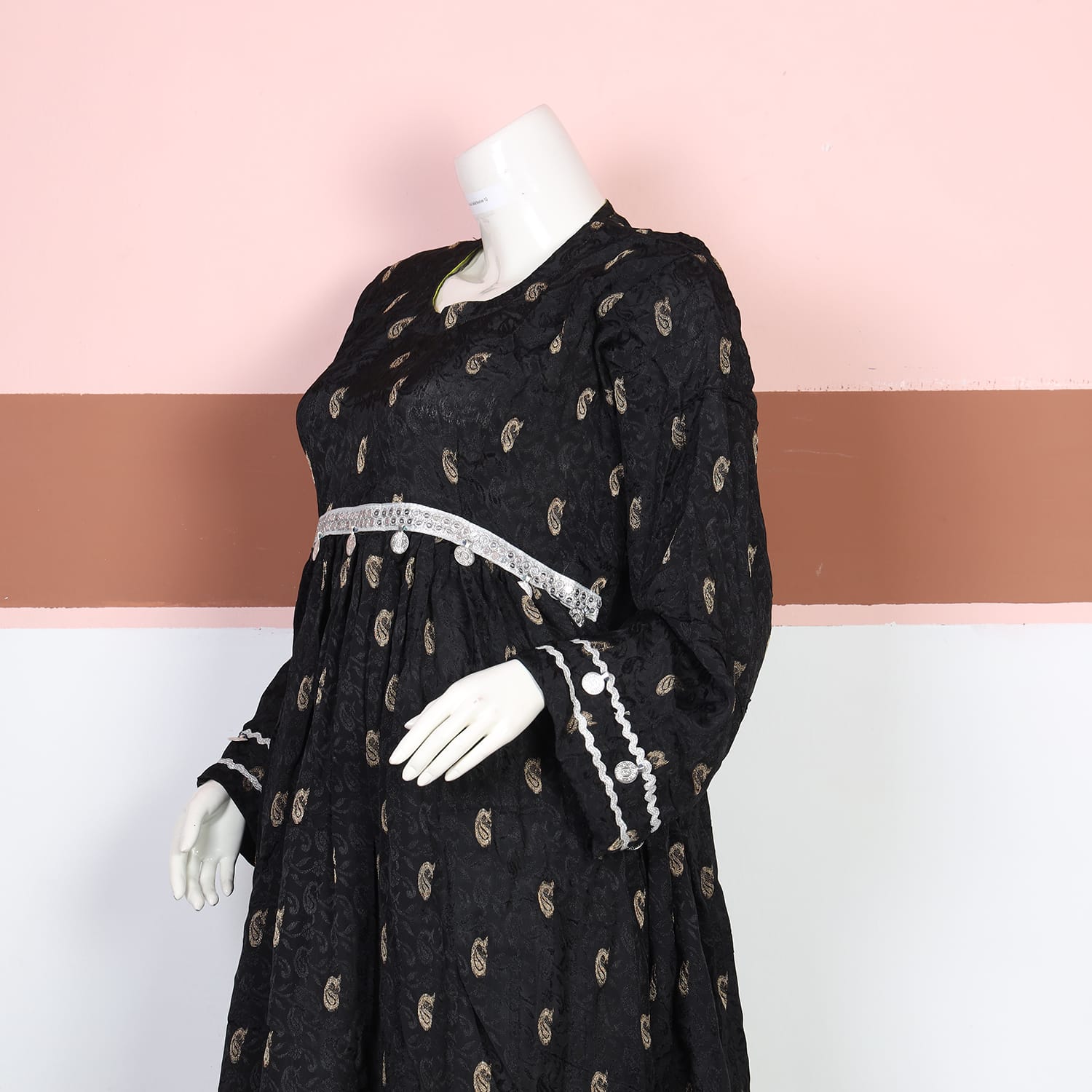 Black Printed Afghan Dress