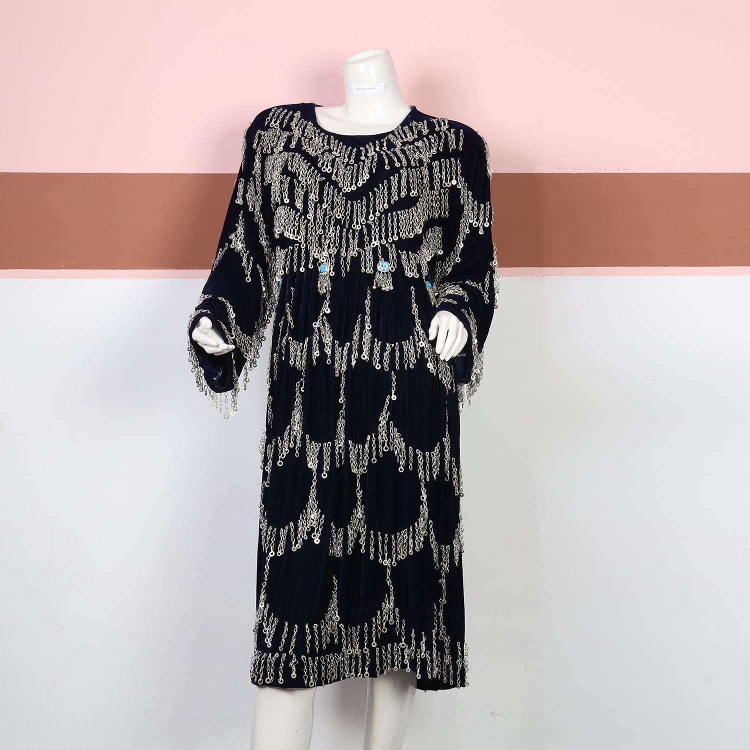 Black Velvet Afghan Kuchi Dress 