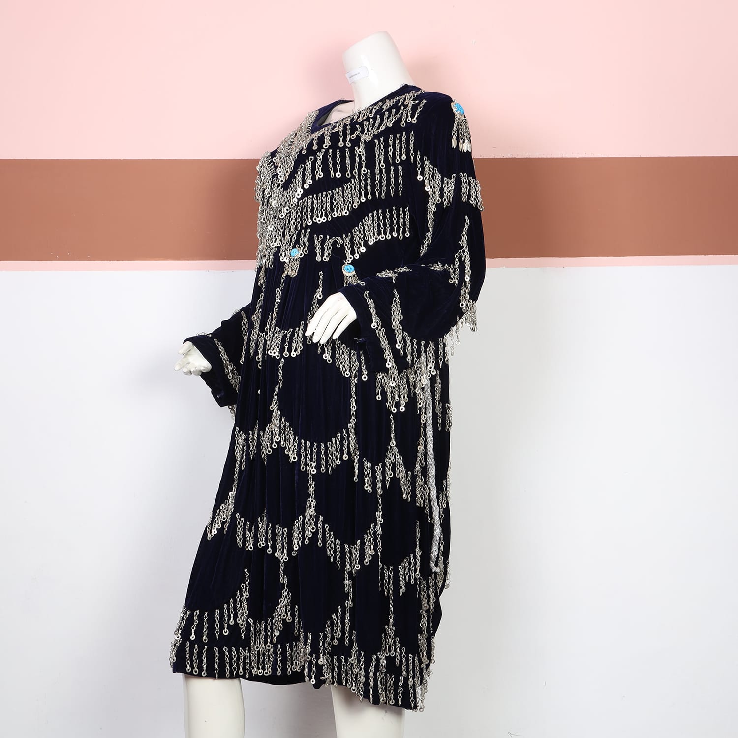 Black Velvet Afghan Kuchi Dress 
