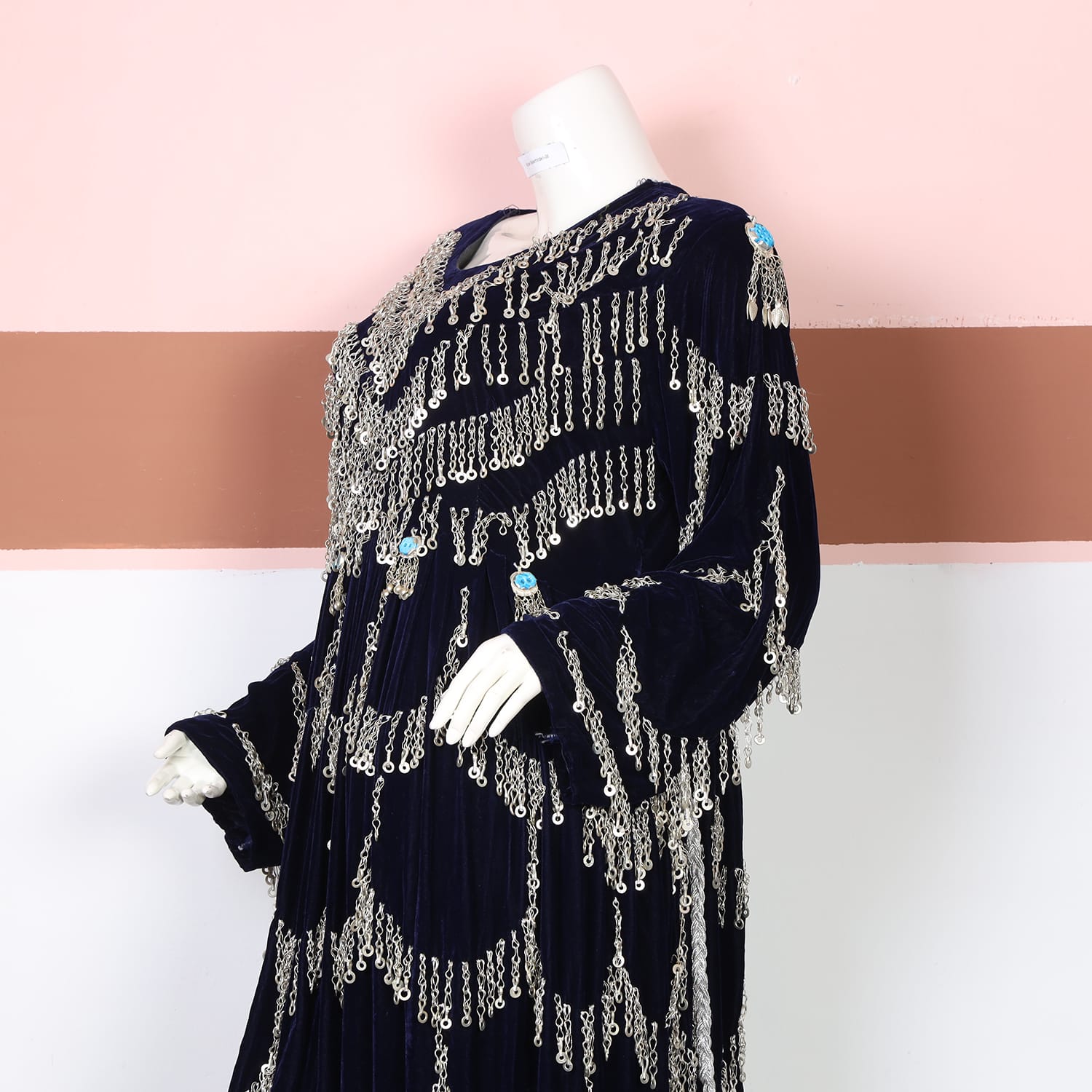 Black Velvet Afghan Kuchi Dress 