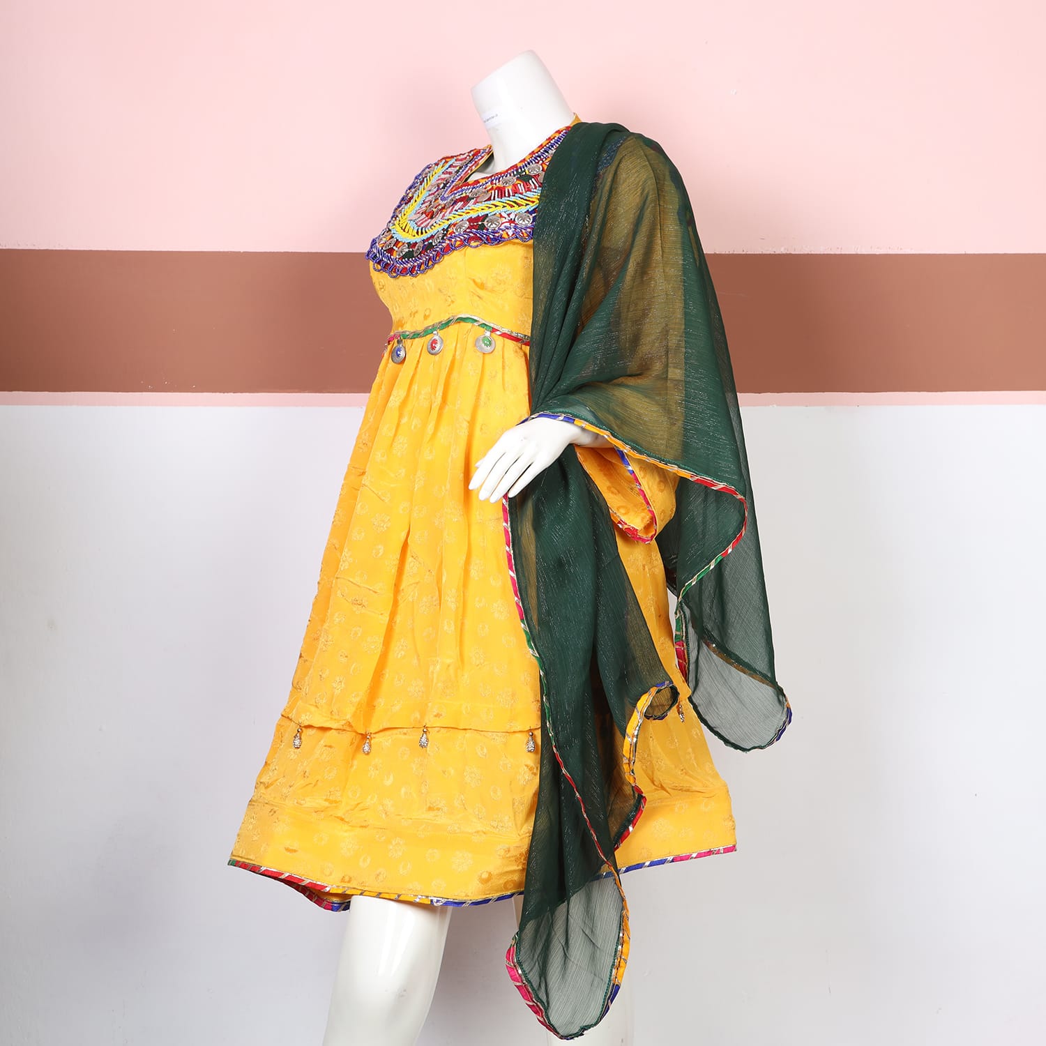 Yellow Traditional Afghan Dress 