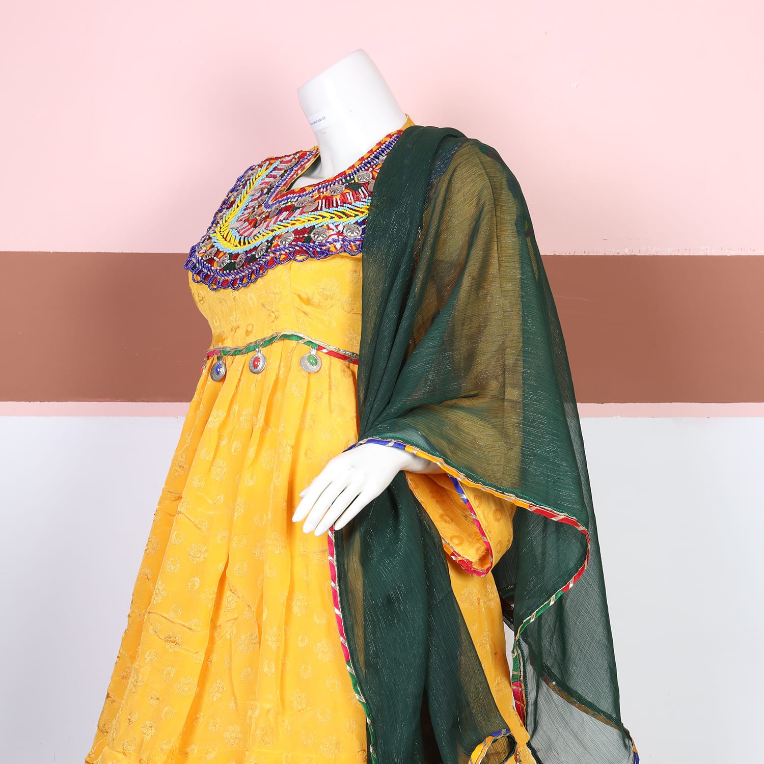 Yellow Traditional Afghan Dress 