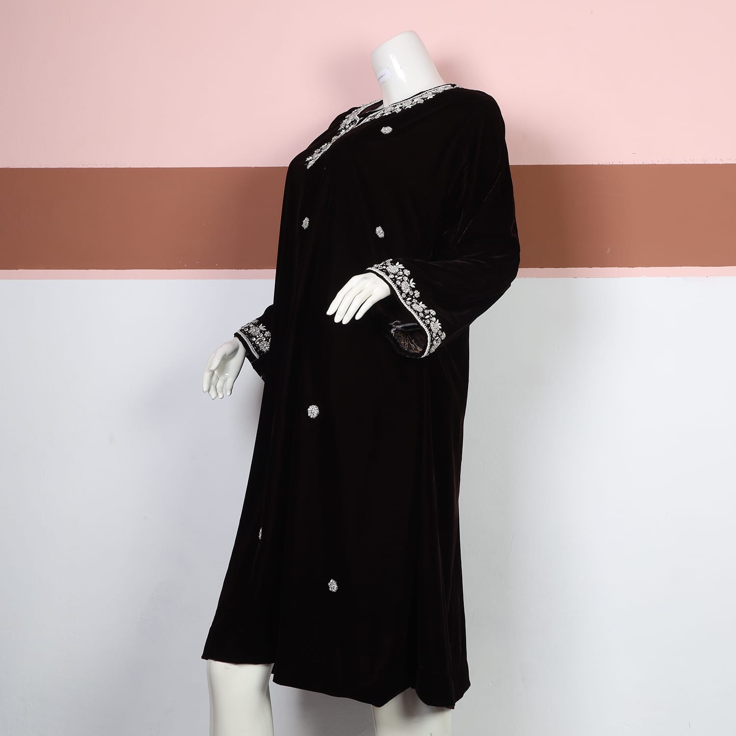 Classic Black Velvet Embroidered Dress