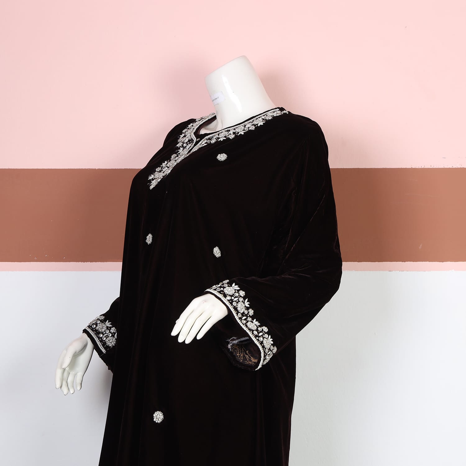 Classic Black Velvet Embroidered Dress