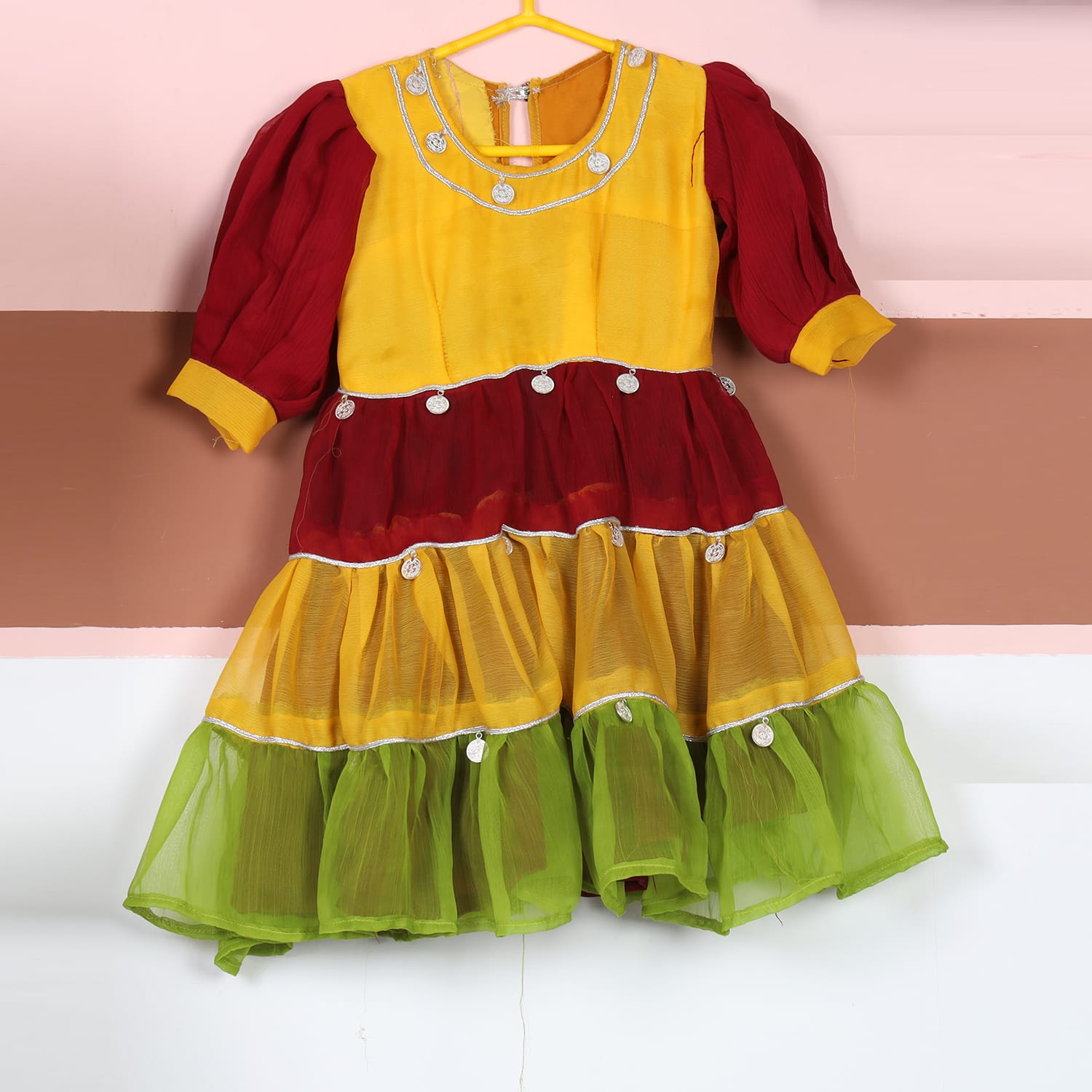 Multicolor Layered Traditional Girl’s Frock 