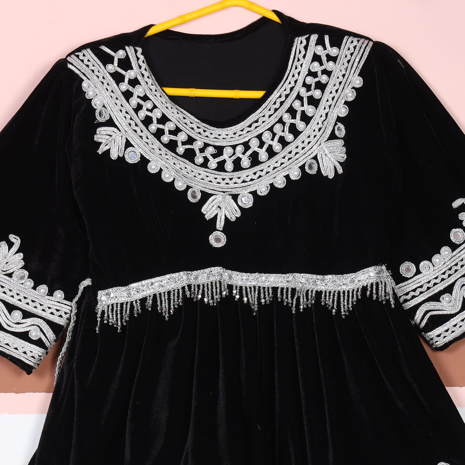 Zareen Black Velvet Embroidered Dress
