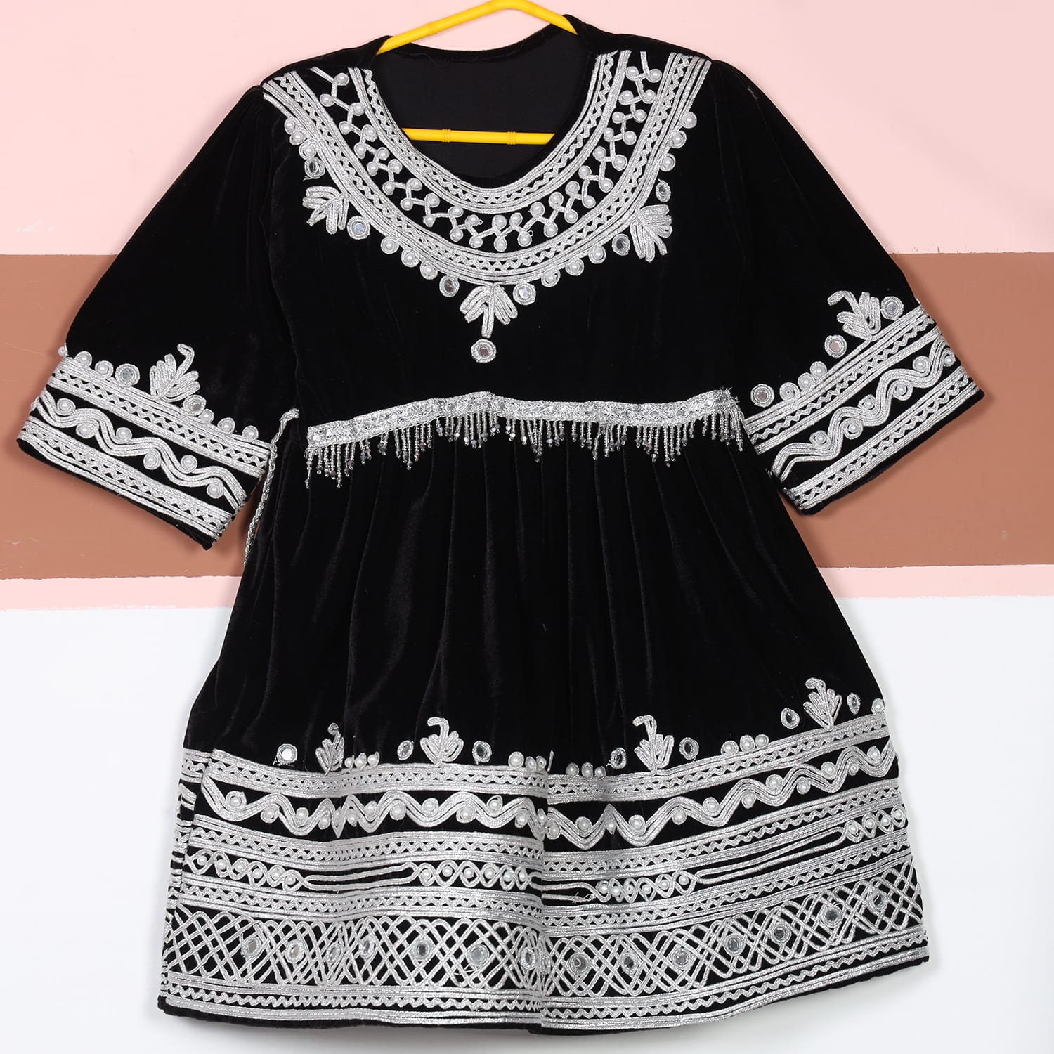 Zareen Black Velvet Embroidered Dress